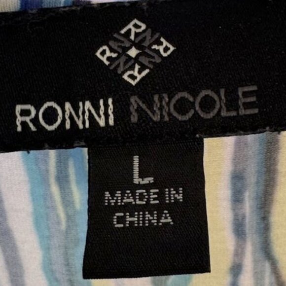 Ronni Nicole Maxi Dress Womens Large Blue Striped Stretch Sleeveless - Picture 3 of 6